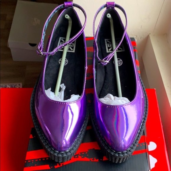 T.U.K Shoes - ISO T.U.K Purple Holographic Ballet Point Creepers